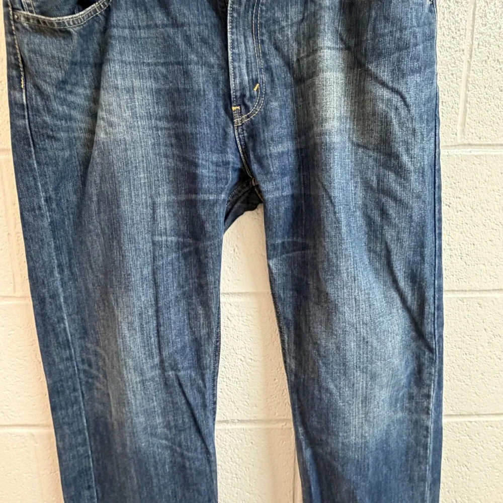 Levi's Mens 505 Regular Fit Straight Jeans 38x30 Faded Whiskering Blue Denim